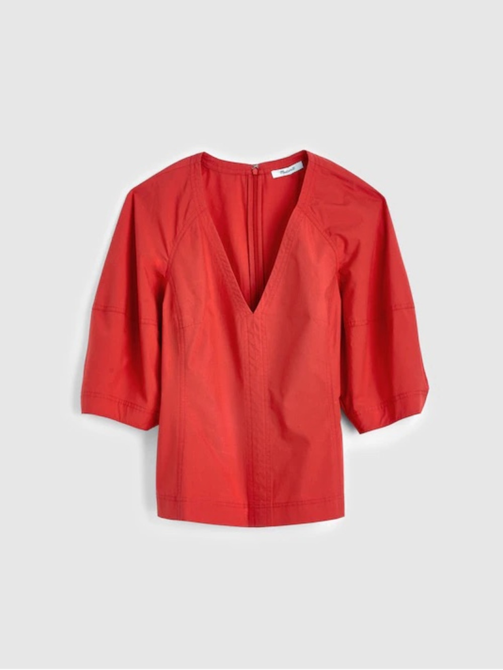 Red V-Neck Elbow-Sleeve Women's Top from Madewell